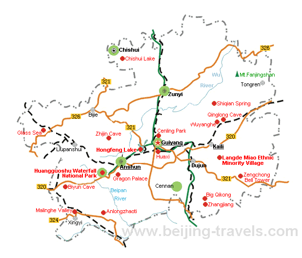 Guizhou Map, Guizhou Tourist Map